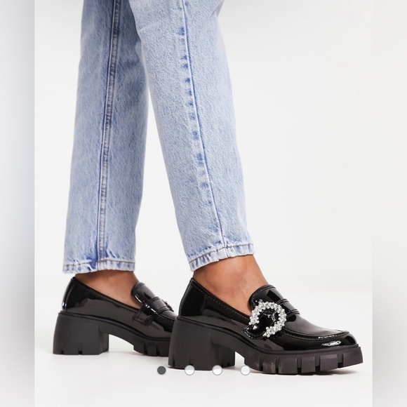 Steve Madden Shoes - STEVE MADDEN | HAILEY EMBELLISHED BUCKLE SHOE IN BLACK PATENT LOAFER SIZE 5.5